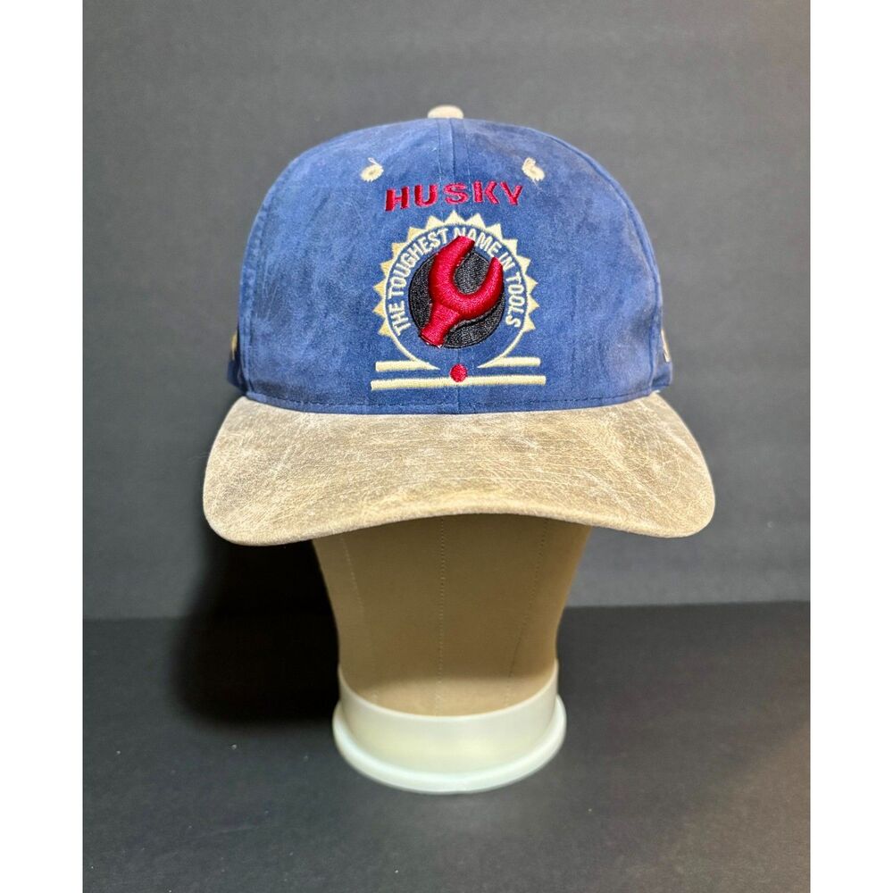 Vintage Husky Tools Hat Home Depot Promo Cap Toughest Name in Tools Blue Suede